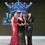 Azia, founder of Blush & Muse, with Malaika Arora and Akita Sharma at Narifirst Season 3, Goa